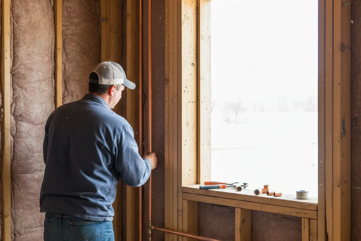 Licensed plumber running new copper supply lines in a Watertown home