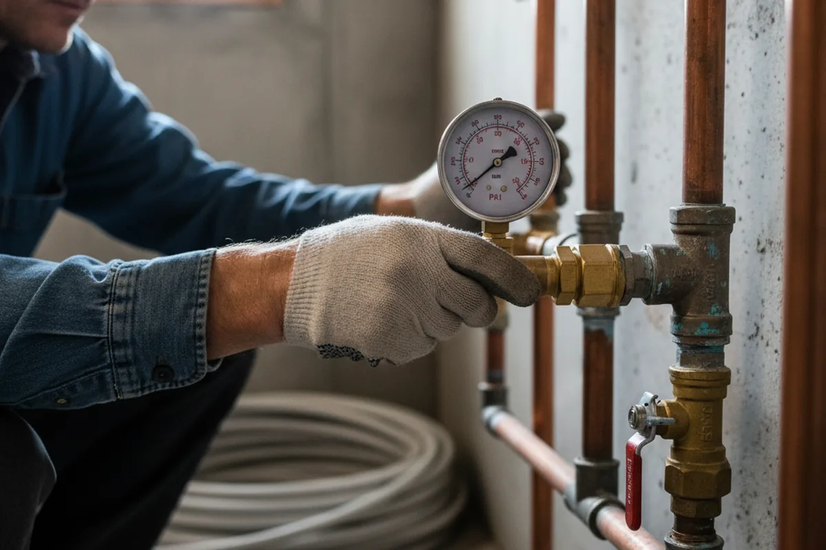Pressure testing a repaired line during Water Line Repair in Watertown